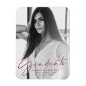 Magnet Flexible Maroon Script Graduation Faire-part photo (Vertical)