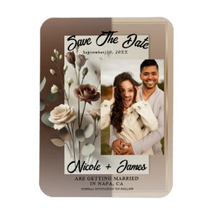 Magnet Flexible Marron Café au Lait Moka Neutre Floral Sauvegarder