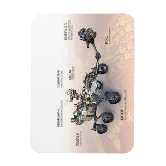 Magnet Flexible Mars La Persévérance Rover Avec Instruments (Vertical)