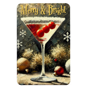Magnet Flexible Martini de Noël aux triples cranberries Rétro 50