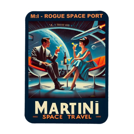 Magnet Flexible Martini Space Travel Poster Rogue Space Port (Vertical)