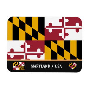 Magnet Flexible Maryland Drapeau & Maryland État / Voyage Amérique