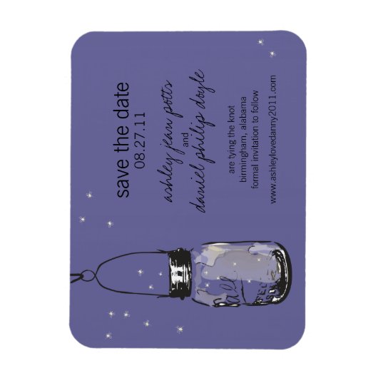 Magnet Flexible Mason Jar & Fireflies Enregistrer la date (Vertical)