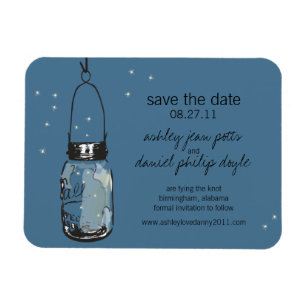 Magnet Flexible Mason Jar & Fireflies Enregistrer la date