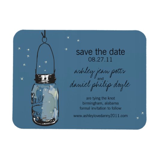 Magnet Flexible Mason Jar & Fireflies Enregistrer la date (Horizontal)