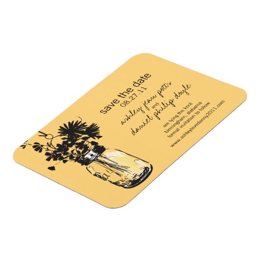 Magnet Flexible Mason Jar & Fleurs sauvages Enregistrer la date (Côté Gauche)