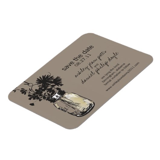 Magnet Flexible Mason Jar & Fleurs sauvages Enregistrer la date (Côté Gauche)