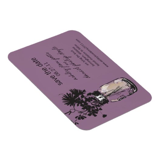 Magnet Flexible Mason Jar & Fleurs sauvages Enregistrer la date (Côté Droit)