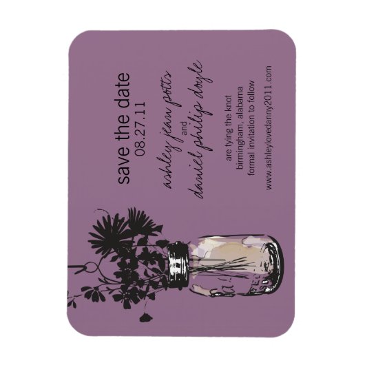 Magnet Flexible Mason Jar & Fleurs sauvages Enregistrer la date (Vertical)