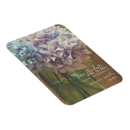 Magnet Flexible Mason Jar Hydrangeas Mariage Enregistrer La Date (Côté Droit)