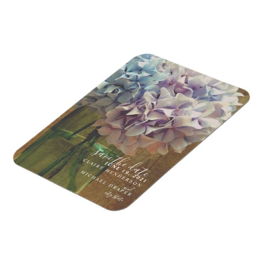 Magnet Flexible Mason Jar Hydrangeas Mariage Enregistrer La Date (Côté Gauche)