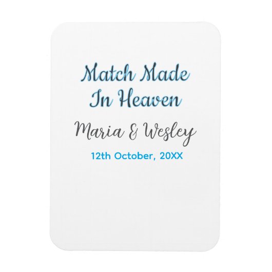 Magnet Flexible Match made in heaven blue black couple name date (Vertical)