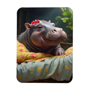 Magnet Flexible "Matinage des lunettes : Baby Hippo se réveille da