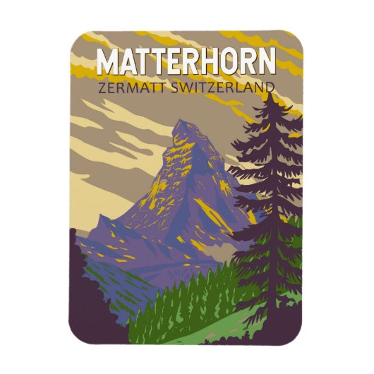 Magnet Flexible Matterhorn Suisse Travel Art Vintage (Vertical)