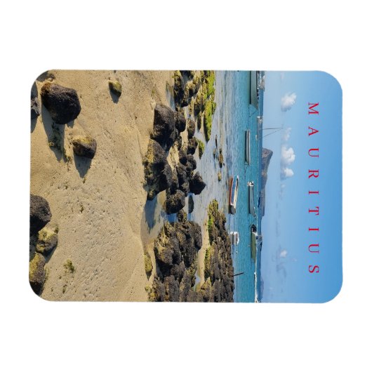 Magnet Flexible Maurice plage et bateaux vue aimant (Horizontal)