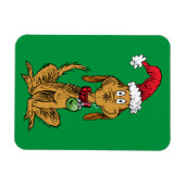 Magnet Flexible Max le chien avec un chapeau de Père Noël (Horizontal)
