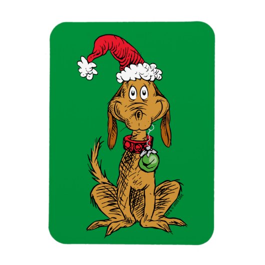 Magnet Flexible Max le chien avec un chapeau de Père Noël (Vertical)