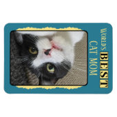 Magnet Flexible Meilleur chat maman ajouter la photo bleu jaune (Horizontal)