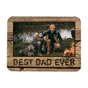 Magnet Flexible MEILLEUR DAD JAMAIS Rustique Photo Bois