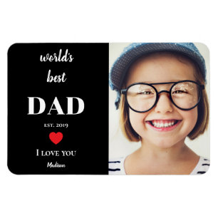 Magnet Flexible Meilleur Papa du Monde Je T'Aime Enfants Photo Per