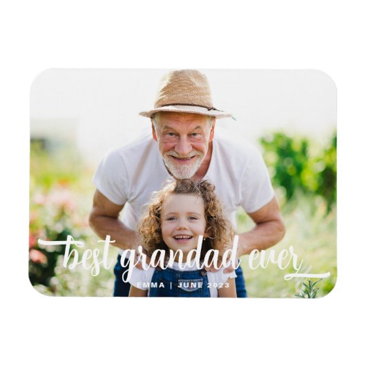 Magnet Flexible Meilleur Papy de Tous les Temps Texte Photo (Horizontal)