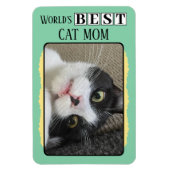 Magnet Flexible Meilleure maman chat ajouter la photo jaune vert (Vertical)
