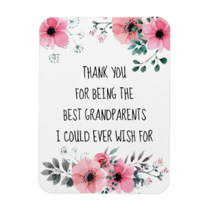 Magnet Flexible Meilleurs Grands-parents Citation Aquarelle Floral