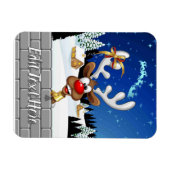 Magnet Flexible Mème de Noël drôle de renne qui regarde par-dessus (Horizontal)