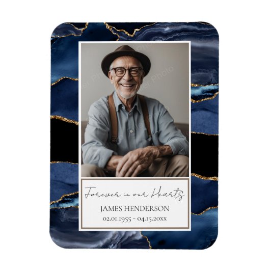 Magnet Flexible Mémorial Blue et Gold Photo Keepsaké (Vertical)