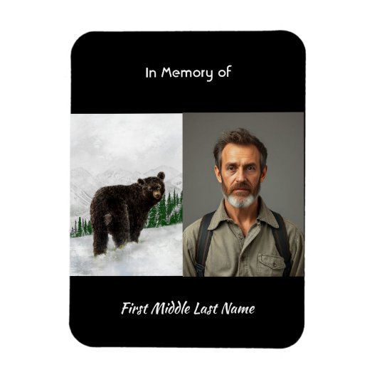 Magnet Flexible Memorial Keepsake Black Bear Animal (Vertical)