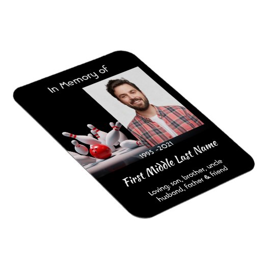 Magnet Flexible Memorial Keepsake  Bowling Bowler (Côté Droit)