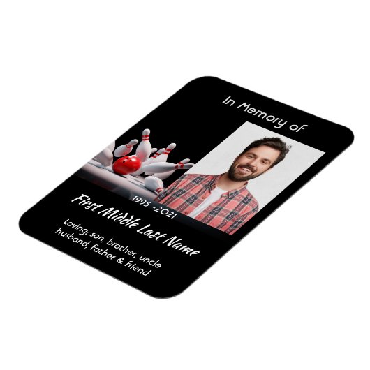 Magnet Flexible Memorial Keepsake  Bowling Bowler (Côté Gauche)