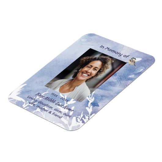 Magnet Flexible Memorial Keepsake Chickadee Bird Winter  (Côté Gauche)