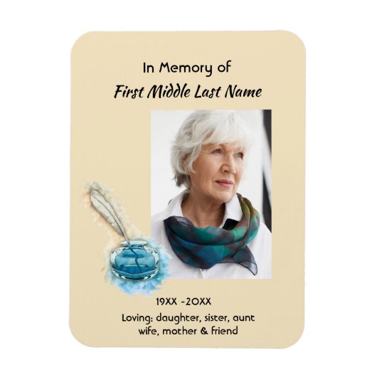 Magnet Flexible Memorial Keepsake Feather Pen  (Vertical)