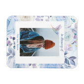 Magnet Flexible Memorial Keepsaké Hummingbird Roses bleus (Horizontal)