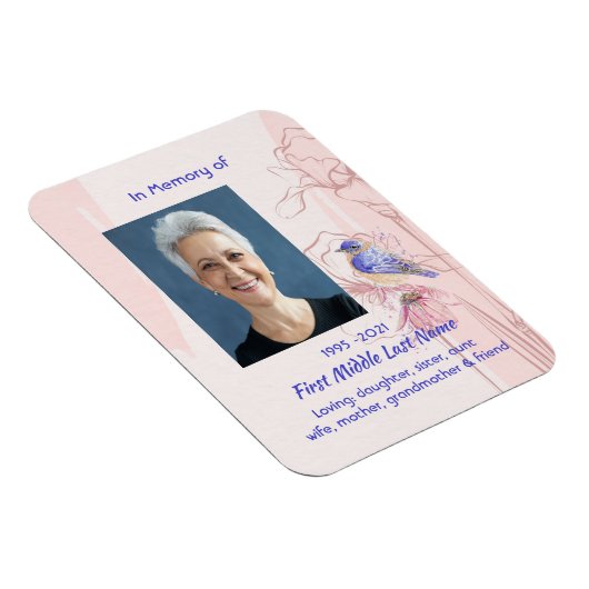 Magnet Flexible Memorial Keepsake Remembrance Bluebird Garden (Côté Droit)