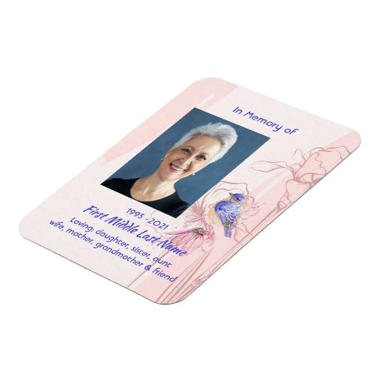 Magnet Flexible Memorial Keepsake Remembrance Bluebird Garden (Côté Gauche)