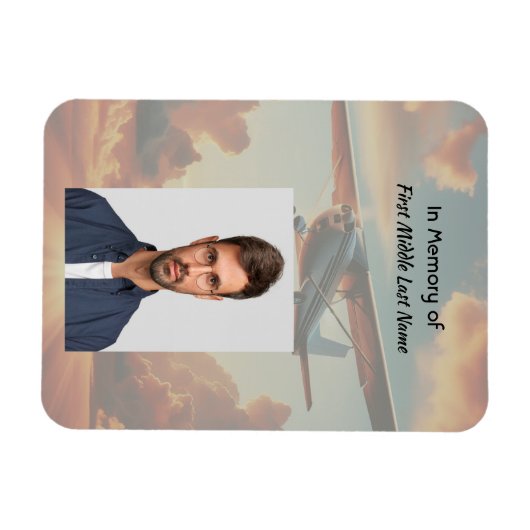 Magnet Flexible Memorial Keepsakes Pilot Airplane Sunset (Horizontal)