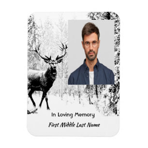 Magnet Flexible Memorial Photo Prayer Stag Deer Forest Winter Wild