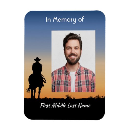 Magnet Flexible Memorial Photo Western Horse Back Riding (Vertical)