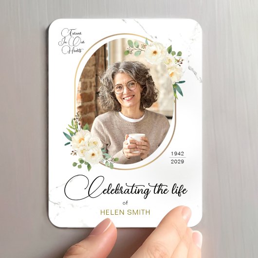 Magnet Flexible Memory Floral Elegant Photo, Celebration of Life