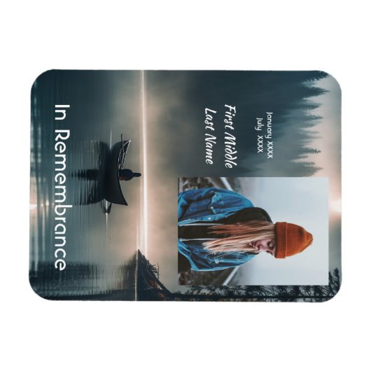 Magnet Flexible Memory Remembrance Keepsake Wilderness Lake Canoe (Horizontal)