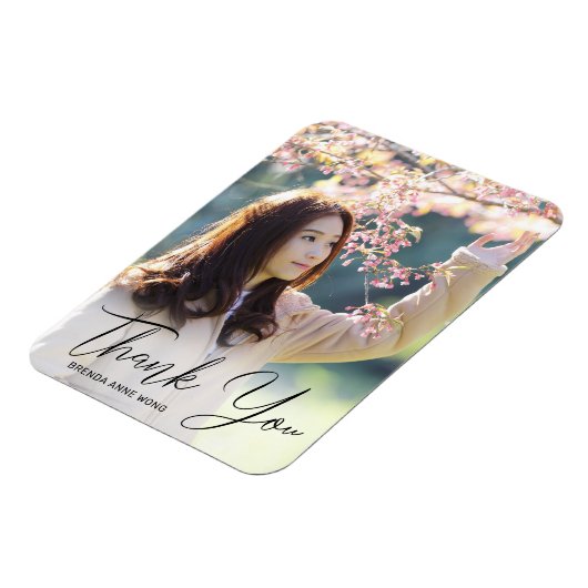 Magnet Flexible Merci de diplôme Photo moderne Script noir (Côté Gauche)