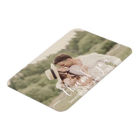 Magnet Flexible merci écriture moderne mariage campagnard photo (Côté Gauche)