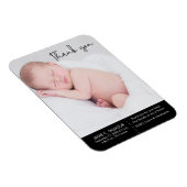 Magnet Flexible Merci et Faire-part de naissance bébé, texte du sc (Côté Droit)