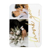 Magnet Flexible merci, mariage 2 photos collage or chic (Vertical)