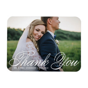 Magnet Flexible Merci Mariage photo blanc élégant