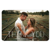Magnet Flexible merci minime typographie blanche couple photo (Horizontal)