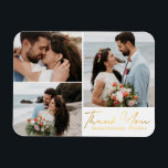 Magnet Flexible merci, or calligraphie mariage photo collage<br><div class="desc">photos par freepik.com élégante calligraphie dorée mariage 3 photos collage Carte de remerciements,  coutume. carte recto verso,  sur l'autre côté merci massage,  coutume.</div>
