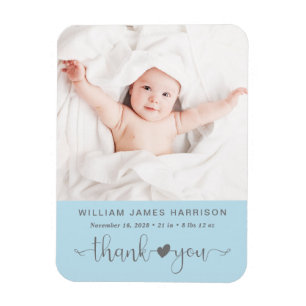Magnet Flexible Merci Photo Blue Boy Faire-part de naissance